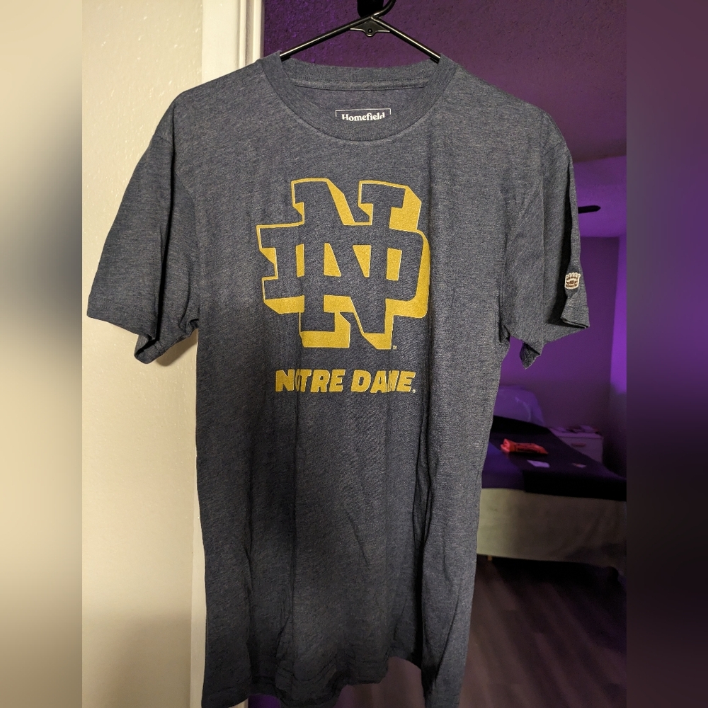 Notre Dame Medium Homefield Gray Logo Shirt